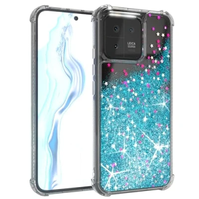 Abbildung von EAZY CASE Glitzer Hülle kompatibel mit Xiaomi 13 Silikon Hülle, stoßfestes Abdeckung, Innenschutz, Displayschutz, Kameraschutz, Schocksichere Schutzhülle in Glitter Blau