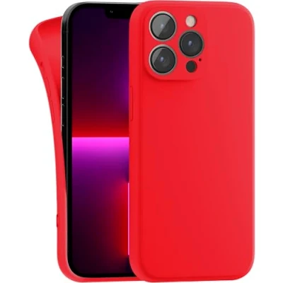 Abbildung von MyGadget Hülle Kompatibel mit iPhone 13 Pro Max robuste Silikon Schutzhülle TPU Case Slim Silikonhülle Back Cover Kratzfest Handyhülle Matt Rot