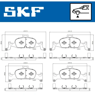 Abbildung von SKF VKBP 80277 Bremsbelagsatz für Verschleißwarnanzeiger vorbereitet AUDI: A4 B9 Avant, Q5, A5 Sportback