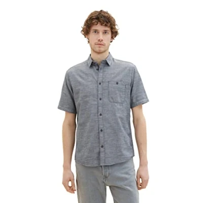 Abbildung von TOM TAILOR Herren 1036213 Hemd, 29605 Navy Herringbone Structure, XXL