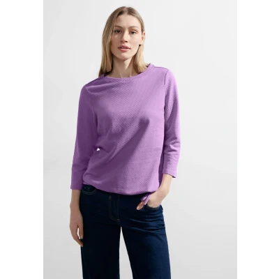 Abbildung von Cecil Struktur 3/4 Langarmshirt, Damen, Größe: XXL, Lila