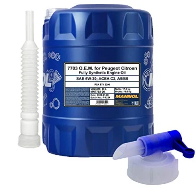 Abbildung von 20l, MANNOL 7703 O.E.M. 5W 30 C2/C3 DPF + Ausgießer Zapfhahn