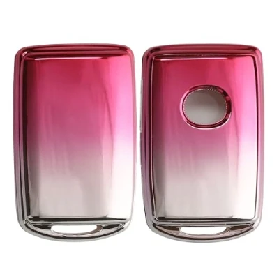 Abbildung von kwmobile Autoschlüssel Hülle kompatibel mit Mazda 3 Tasten CX30 CX50 CX60 CX90 MX 30 Schlüsselhülle Silikon Cover Rosa matt Silber