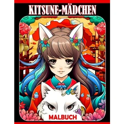 Abbildung von Kitsune Mädchen Malbuch: Wunderbare Charaktere Ausmalbilder mit unglaublichen Illustrationen Geschenkidee für alle Altersgruppen zur Stressreduzierung und Entspannung
