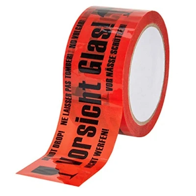 Abbildung von baytronic PP Warn Klebeband &#039;&#039;Vorsicht Glas&#039;&#039; 66m x 50mm rot (1x Rolle)
