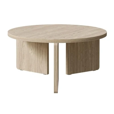 Abbildung von Selsey Couchtisch Wohnzimmertisch Beistelltisch Kaffeetisch Rund 85 cm Sofatisch Wisconsin Walnuss Preffines