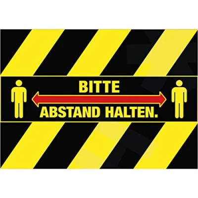 Abbildung von HERMA 12918 Bodenmarkierung Bitte Abstand Halten, 15 Aufkleber, 29,7 x 7 mm, 3 pro A4 Bogen, selbstklebend, bedruckbar, wetterfest, ablösbar, Bodenaufkleber aus Folie