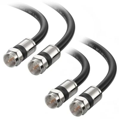 Abbildung von Cable Matters 2er Pack RG6 Kabel CL2 für Wandeinbauten (CM) vierfach geschirmtes Koaxialkabel 3m, TV, Digital Router, Satelliten Receiver und mehr, in Schwarz