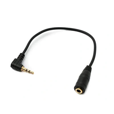 Abbildung von System S Audio Kabel 15 cm Stereo AUX Klinke 2,5mm Stecker zu 3,5mm Buchse Winkel Schwarz