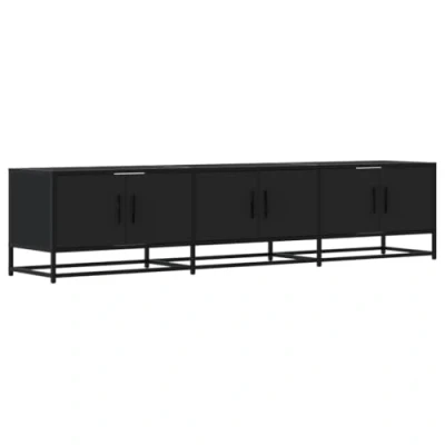 Abbildung von vidaXL TV Schrank, Fernsehtisch mit Stauraum Metallgestell, Fernsehschrank für Wohnzimmer, Regal Lowboard Fernseher, Schwarz Holzwerkstoff