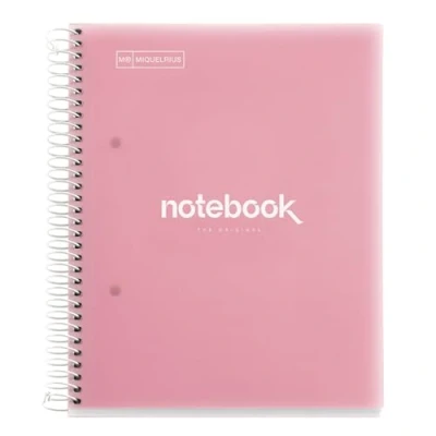 Abbildung von Miquelrius Notizbuch A5 Notebook Emotions, 120 Blatt 90 g/m², Horizontale Streifen 7 mm, 5 Farbige Streifen, Mikroperforierte Spirale, Polypropyleneinband, Rosa