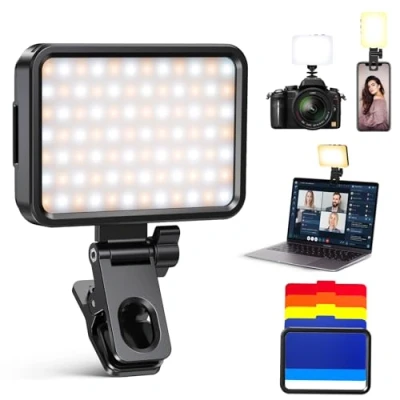 Abbildung von Coovee Selfie Licht mit 84 Led Lampenperlen, 3000 10000K 3 Lichtmodi Handylicht, 2000Mah Akkus, CRI 95+, Videolicht Klammer Telefonhalter, Videokonferenz Leuchte für iPhone, Laptop, Camera