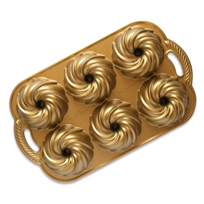 Abbildung von Nordic Ware Backform Swirl Bundtette Gold 6 Stücke