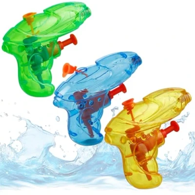 Abbildung von 3X Wasserpistolen 8 cm bunt Set Extra großer Reichweite Spritzpistole klein mini Wasserspritzpistole für Kinder (3X Stück cm)