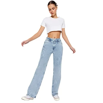 Abbildung von Trendyol Weite Jeans (1 tlg) Plain/ohne Details