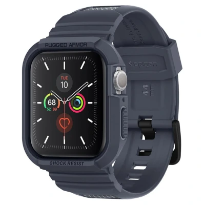 Abbildung von Apple Watch 44 mm Bumper Spigen Rugged Armor Pro Case Dunkelgrau Silikon Und TPU (weich) Smartwatch Armbänder