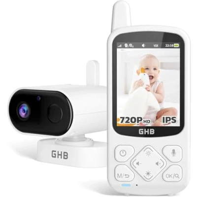 Abbildung von GHB Babyphone mit Kamera Baby Monitor 720P HD Zoom 2000mAh Akku 8 Schlafliedermit VOX Modus Nachtsicht