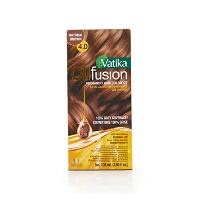 Abbildung von Vatika Naturals Oil Fusion Brown Color Kit 108 ml permanente Haarfarbe natürliche Inhaltsstoffe für 100% Grauabdeckung und natürlichen Glanz