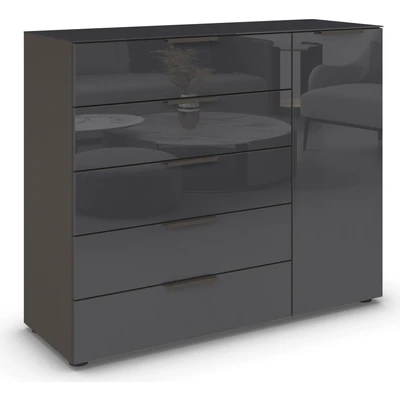 Abbildung von rauch Kommode &quot;Flipp&quot;, 1 türig, 5 Schubladen, Soft Close Funktion, Oberboden und Front Glas