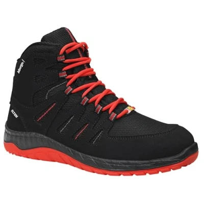 Abbildung von ELTEN Sicherheitsschuhe MADDOX black red Mid ESD S3, Damen und Herren, Textil, Stahlkappe, leicht, sportlich, Schwarz/Rot, Größe: 39