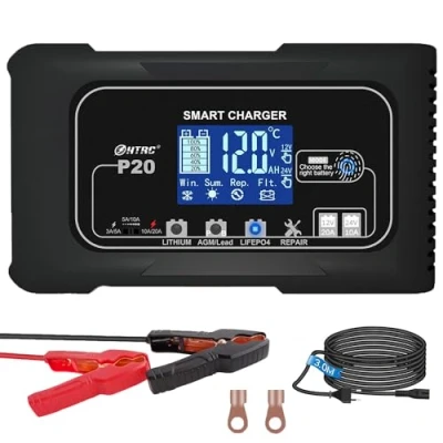 Abbildung von SolaMr 20A Auto Batterieladegerät, 12V und 24V Intelligenter vollautomatischer Batterieerhalter mit Impuls Rekonditionierung für LKW, Motorräder, Marine Lithium Blei Säure Batterien P20