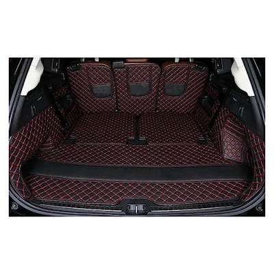 Abbildung von Kofferraumwanne Für Volvo XC90 7 Sitze 2015 2016 2017 2018 2019 2020 Kofferraum Teppiche Cargo Liner Abdeckung Auto Stamm Matten Schutz(Farbe:Black red)