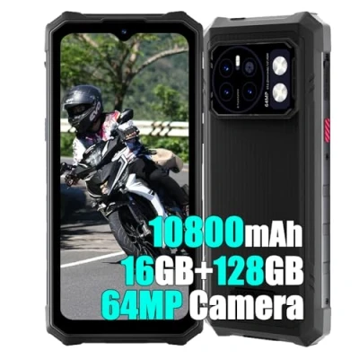 Abbildung von HOTWAV Cyber 13 Outdoor Handy Ohne Vertrag Android 14,10800mAh, 16(8+8) GB+128GB/1TB TF Smartphone, 6.6 + 90Hz, 64MP+16MP Baustellenhandy, Face ID/NFC/OTG Schwarz