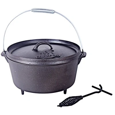 Abbildung von El Fuego Grilltopf Dutch Oven verschiedene Größen Schwarz mit Deckelheber