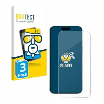 Abbildung von BROTECT (3 Stück Panzer Schutz Glas für Apple iPhone 16 9H Echtglas, Displayschutz
