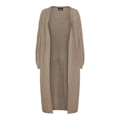 Abbildung von Pieces Pcmaggy LONG Cardigan Strickjacke, Damen, Größe: Large, Taupe gray
