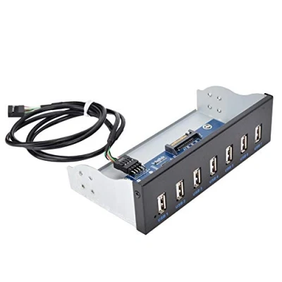 Abbildung von ASHATA USB 2.0 (Super Speed) Front Panel,Multifunktionspanel Frontpanel Adapter 7 Ports Hub,Tragbar Optisches Laufwerk USB2.0 Panel Box für 5.25 Zoll Laufwerke