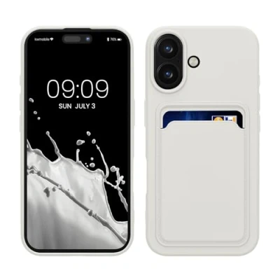 Abbildung von kwmobile Handyhülle kompatibel mit Apple iPhone 16 Hülle Handy Cover Fach für Karten in Weiß