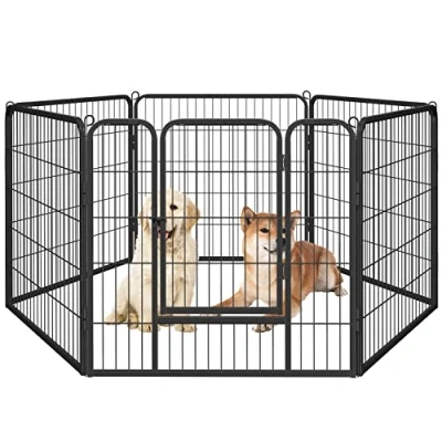 Abbildung von Yaheetech Welpenlaufstall Metall Freilaufgehege Welpenauslauf mit Tür aus 6 Panlen Für Hund, Katze, Welpe, Kaninchen, Meerschweinchen