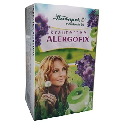 Abbildung von Allergofix Tee, 20 x 2g, 40g, 9 Kräuter, effektiv bei Schnupfen, Erkältung, Heuschnupfen, Allergie, brennenden Augen, schnupfenspray, Nasenspray, globuli, augentropfen