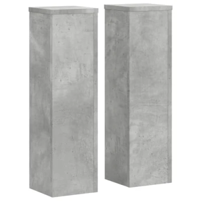Abbildung von vidaXL Pflanzenständer 2 STK., Blumenständer Hohle Konstruktion, Dekosäule Podest für Pflanzen Dekoartikel, Blumenhocker Blumensäule, Betongrau Holzwerkstoff