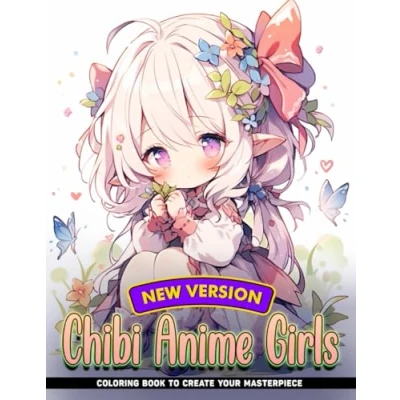 Abbildung von Chibi Anime Girls Coloring Book: Adorable Page, Adult Pages For Stress Anxiety, Relaxation And Mindfulness