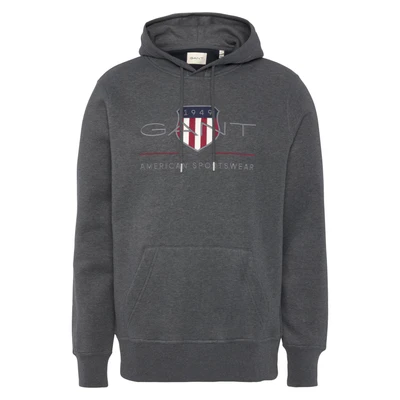 Abbildung von GANT REG Archive Shield Kapuzenpullover, Herren, Größe: Large, Anthrazit