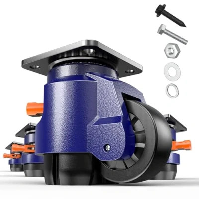 Abbildung von KOSTANZO Premium Nivellierrolle Schwerlastrolle mit Ratschengriff Gesamtkapazität 1500kg Gesamthöhe 121 128 mm Industrierollen für Werkbank