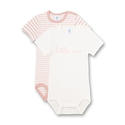 Abbildung von Sanetta Body Kurzarm (Doppelpack) Weiß und Rosa Ringel Hochwertiger nachhaltiger für Mädchen aus Bio Baumwolle. Inhalt: 2er Set Baby 062