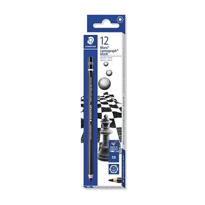 Abbildung von STAEDTLER 100B 8B Mars Lumograph Bleistift Premium Qualität Härtegrad 8B, 12 Stück im Kartonetui, schwarz