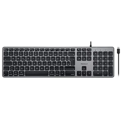 Abbildung von Macally UCZKEYSG DE, erweiterte USB C Tastatur, Deutsches Layout, Space Grey