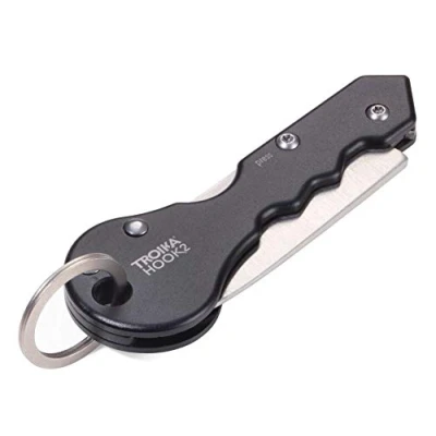 Abbildung von Troika Paketmesser mit kleinem Schlüsselring, 420 Edelstahl, Aluminium, matt, schwarz/silberfarben