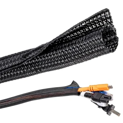 Abbildung von Kabelschlauch Schwarz 12 20mm, 3m Kabelmanagement Cable Management Organizer Selbstschließend für TV Computer PC Automobilkabel Hause Büro, Kabelschutz Hund, Katze