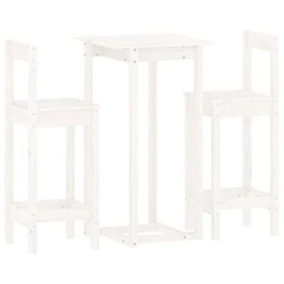 Abbildung von vidaXL 3 TLG. Bar Set Weiß Massivholz Kiefer, Bistro Set, Bartisch und Stühle, Barstuhl Holz, Möbel Barhocker