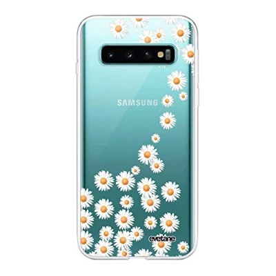 Abbildung von Evetane Hülle Kompatibel mit Samsung Galaxy S10 Plus 360 Full Front Back Cover Durable Slim Protection Case Transparent Daisy Pattern Trendy 149285