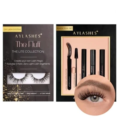 Abbildung von Aylashes Fake Lashes Starterset, künstliche Wimpern natürlich, THE FLUFF STARTER KIT (10 15mm)