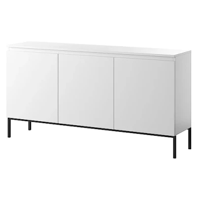 Abbildung von Selsey Kommode Schrank Aufbewahrungsschrank 150 cm 3 Türen 6 Fächer Weiß Schwarze Beine Bemmi