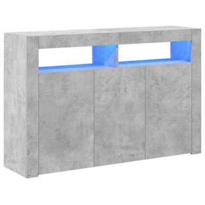 Abbildung von vidaXL Sideboard mit LED Leuchten Kommode Anrichte Schrank Beistellschrank Mehrzweckschrank Standschrank Flurschrank Betongrau 115,5x30x75cm