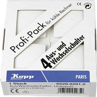 Abbildung von Kopp Paris Profipack, Inhalt: 4 x Universalschalter (Aus Wechsel Schalter), IP20, arktis weiß, 250V , 652602012