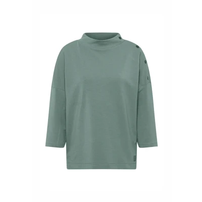 Abbildung von Cecil MIT Knopfdetail Langarmshirt, Damen, Größe: Large, Grün